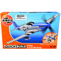 Skill 1 Model Kit D-Day P-51D- Mustang Snap Together Painted Plastic Model Airplane Kit by Airfix Quickbuild