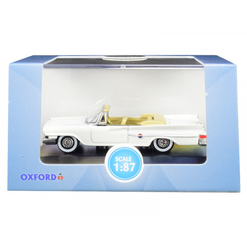 1961 Chrysler 300 Convertible Alaskan White 1/87 (HO) Scale Diecast Model Car by Oxford Diecast