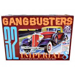 Skill 2 Model Kit 1932 Chrysler Imperial Eight with Police Motorcycle and 2 Gangster Figurines 