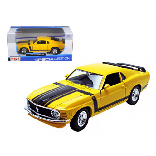 1970 Ford Mustang Boss 302 Yellow 1/24 Diecast Model Car by Maisto