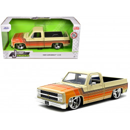1985 Chevrolet C-10 Pickup Truck Beige with Stripes and Cartelli Wheels 