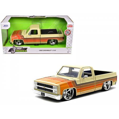1985 Chevrolet C-10 Pickup Truck Beige with Stripes and Cartelli Wheels 