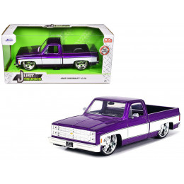 1985 Chevrolet C-10 Pickup Truck Purple Metallic and White with Lorenzo Wheels 