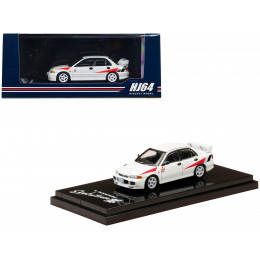 Mitsubishi Lancer RS Evolution III RHD (Right Hand Drive) Scortia White with Red Rally Stripes 1/64 Diecast Model Car by Hobby Japan