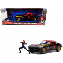 1966 Chevrolet Corvette with Black Widow Diecast Figurine 