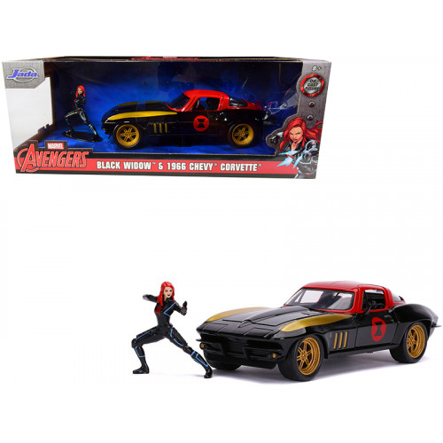 1966 Chevrolet Corvette with Black Widow Diecast Figurine 