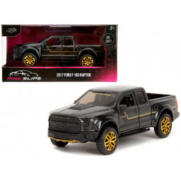 2017 Ford F-150 Raptor Pickup Truck Black Metallic with Gold Stripes 