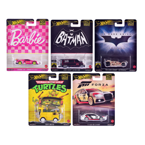 'Pop Culture 2024' 5 piece Set E 'Premium Series' Diecast Model Cars by Hot Wheels