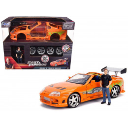 Model Kit Toyota Supra Metallic Orange with Brian Diecast Figure 