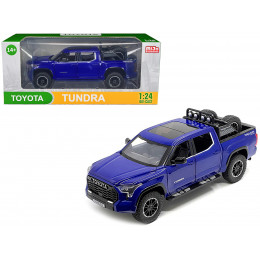 2023 Toyota Tundra TRD 4x4 Pickup Truck Blue Metallic with Sunroof and Wheel Rack 1/24 Diecast Model Car