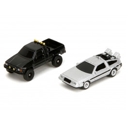 Hill Valley Courthouse Diorama with Black Pickup Truck and Delorean 