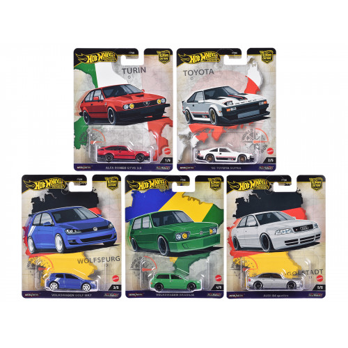 'World Tour' 5 piece Set 'Car Culture' 2024 Series A Diecast Model Cars by Hot Wheels