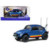 1975 Volkswagen Beetle Baja Blue Metallic with Stripes 1/18 Diecast Model Car by Solido