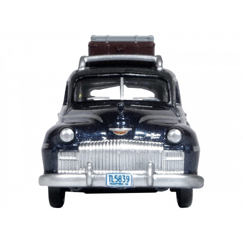 1946 DeSoto Suburban with Roof Rack and Luggage Butterfly Blue Metallic with Crystal Gray Top 1/87 (HO) Scale Diecast Model Car by Oxford Diecast