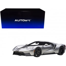 2017 Ford GT Ingot Silver Metallic with Black Stripes 1/12 Model Car by Autoart