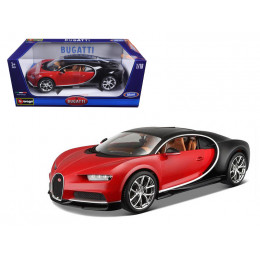 2016 Bugatti Chiron Red with Black 1/18 Diecast Model Car by Bburago