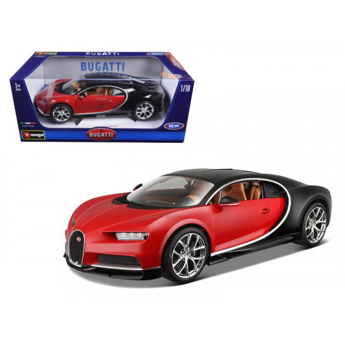 2016 Bugatti Chiron Red with Black 1/18 Diecast Model Car by Bburago