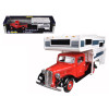 1937 Ford Pickup Truck with Camper Shell Red and White 1/24 Diecast Model Car by Motormax