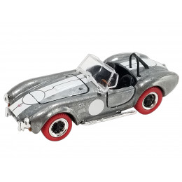 Shelby Cobra 427 S/C Raw Metal with White Stripes and Red Tires 