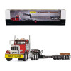 Peterbilt 367 Day Cab Cola Red and Talbert 55SA Tri-Axle Lowboy Trailer Black 1/50 Diecast Model by First Gear