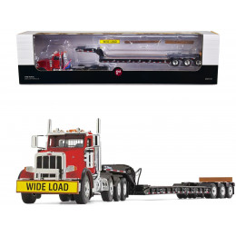 Peterbilt 367 Day Cab Cola Red and Talbert 55SA Tri-Axle Lowboy Trailer Black 1/50 Diecast Model by First Gear