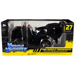 JDM Flatbed Truck Matt Black and 1986 Audi Sport Quattro S1 E2 Matt Black 