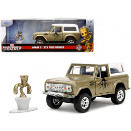 1973 Ford Bronco Gold Metallic with White Top and Groot Diecast Figure 