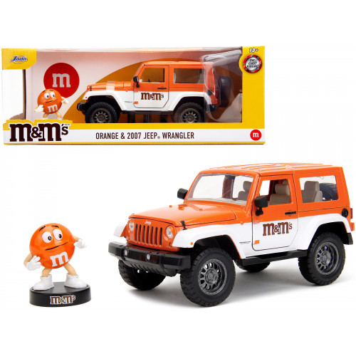 2007 Jeep Wrangler Orange Metallic and White and Orange M&M Diecast Figure 