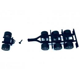 Lowboy Tri-Axle Booster with Integrated Rear Axle and Fenders (2 Sets) 1/87 (HO) Plastic Model by Promotex