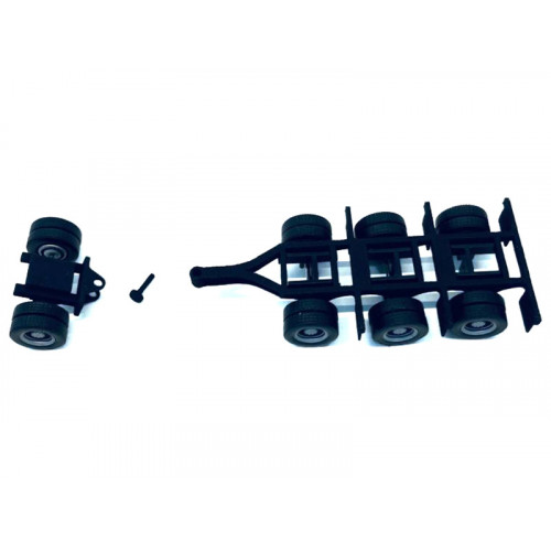 Lowboy Tri-Axle Booster with Integrated Rear Axle and Fenders (2 Sets) 1/87 (HO) Plastic Model by Promotex