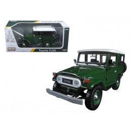 Toyota FJ40 Dark Green with White Top 1/24 Diecast Model Car by Motormax