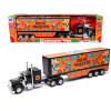 Kenworth W900 Truck Black with Graphics and Dry Van Trailer