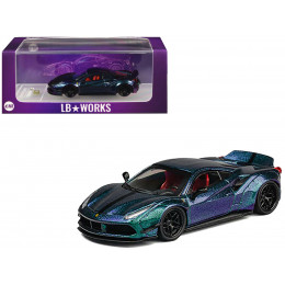 LB Works 488 Magic Purple Metallic 1/64 Diecast Model Car by CM Model