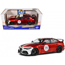 2022 Alfa Romeo Giulia GTAm #99 Red Metallic with Black Top and Italian Flag Stripes 