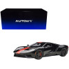2017 Ford GT Shadow Black with Orange Stripes 1/18 Model Car by Autoart