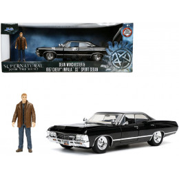 1967 Chevrolet Impala SS Sport Sedan Black and Dean Winchester Diecast Figurine 