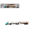 Peterbilt Super B Log Truck and Trailer Blue with Log Accessories 1/87 (HO) Plastic Model Car by Promotex