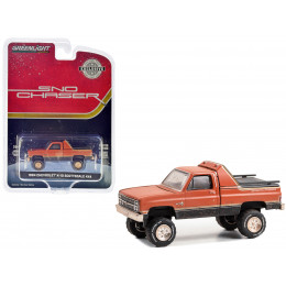 1984 Chevrolet K-10 Scottsdale 4x4 Pickup Truck Red and Black with Gold Stripes (Weathered) 