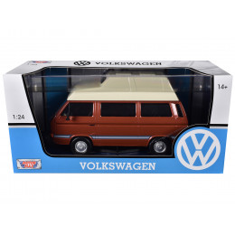 Volkswagen Type 2 (T3) Camper Van Brown Metallic with Cream Top 1/24 Diecast Model Car by Motormax