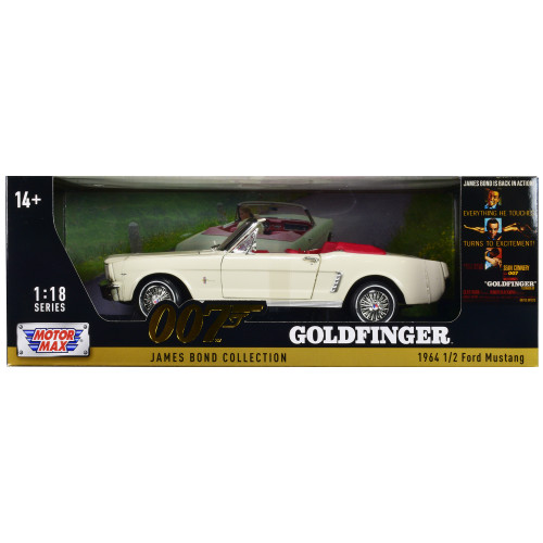 1964 1/2 Ford Mustang Convertible White with Red Interior James Bond 007 