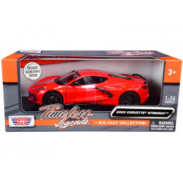 2020 Chevrolet Corvette C8 Stingray Red with Silver Racing Stripes 