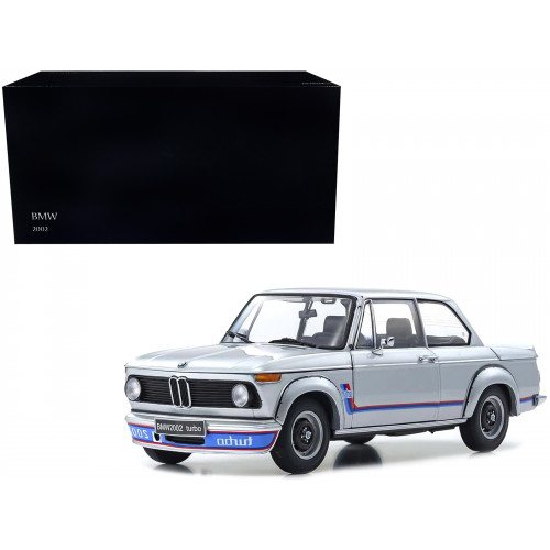 BMW 2002 Turbo Silver with Red and Blue Stripes 1/18 Diecast Model Car by Kyosho