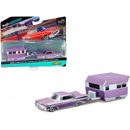 1959 Chevrolet Impala Purple Metallic with White Graphics and Alameda Trailer Purple Metallic and White 