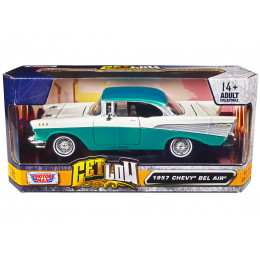1957 Chevrolet Bel Air Lowrider Turquoise Metallic and White 