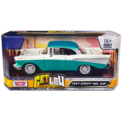 1957 Chevrolet Bel Air Lowrider Turquoise Metallic and White 