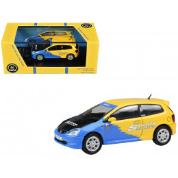 2001 Honda Civic Type R EP3 Blue and Yellow with Black Hood 