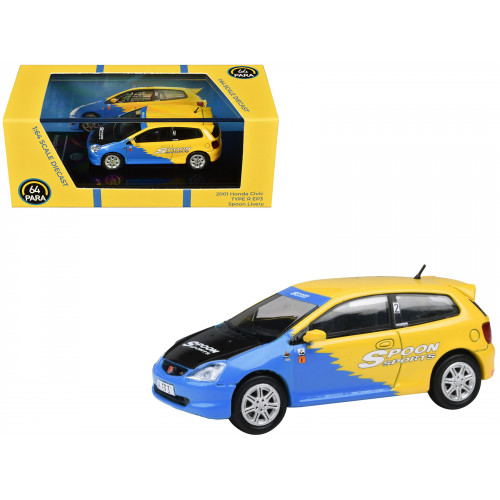 2001 Honda Civic Type R EP3 Blue and Yellow with Black Hood 