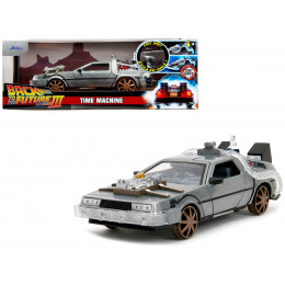 DeLorean Brushed Metal Time Machine (Train Wheel Version) with Lights 