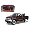 1999 Ford F-350 Super Duty Pickup Black with Flames 1/27 & 2002 Harley Davidson FLSTB Motorcycle Night Train 1/24 Diecast Models by Maisto