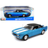 1968 Chevrolet Camaro Z/28 Coupe Blue Metallic with White Stripes and Black Top 1/18 Diecast Model Car by Maisto